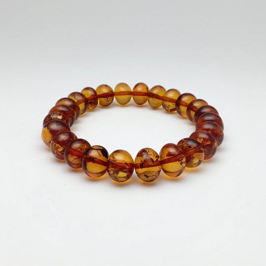Cognac Amber Beaded Bracelet-Rocks and Gems Canada