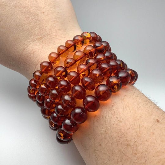 Cognac Amber Beaded Bracelet-Rocks and Gems Canada