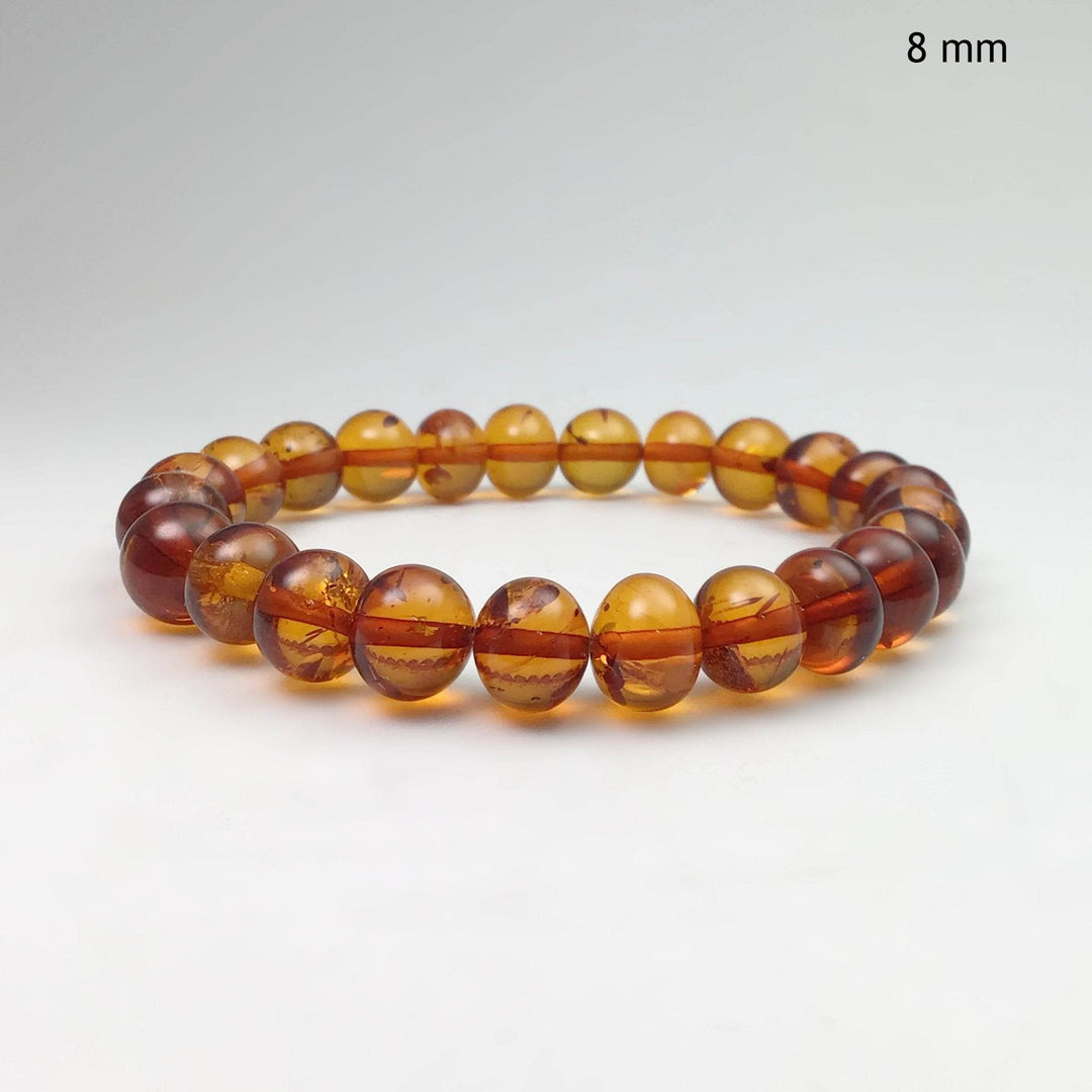 Cognac Amber Beaded Bracelet-Rocks and Gems Canada