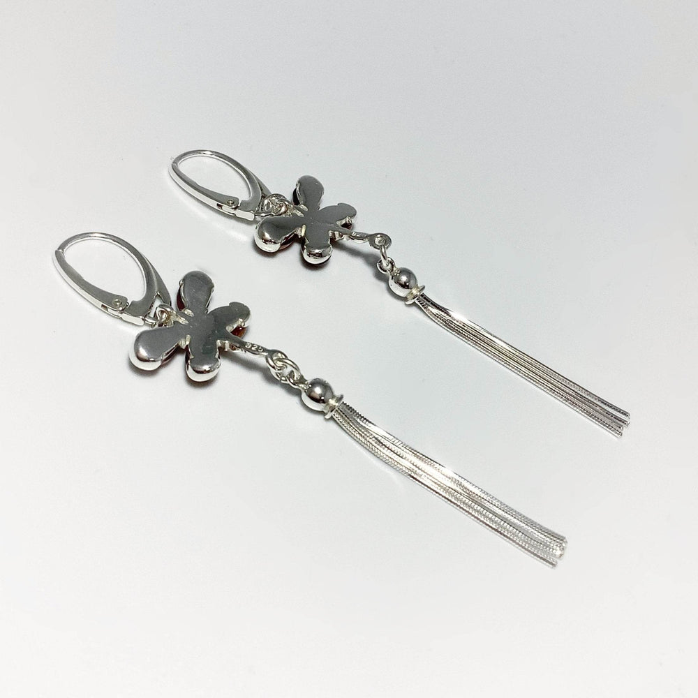 Cognac Amber Butterfly Dangle Earrings-Rocks and Gems Canada