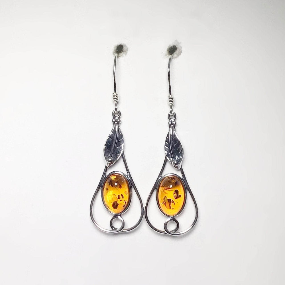 Cognac Amber Dangle Earrings-Rocks and Gems Canada