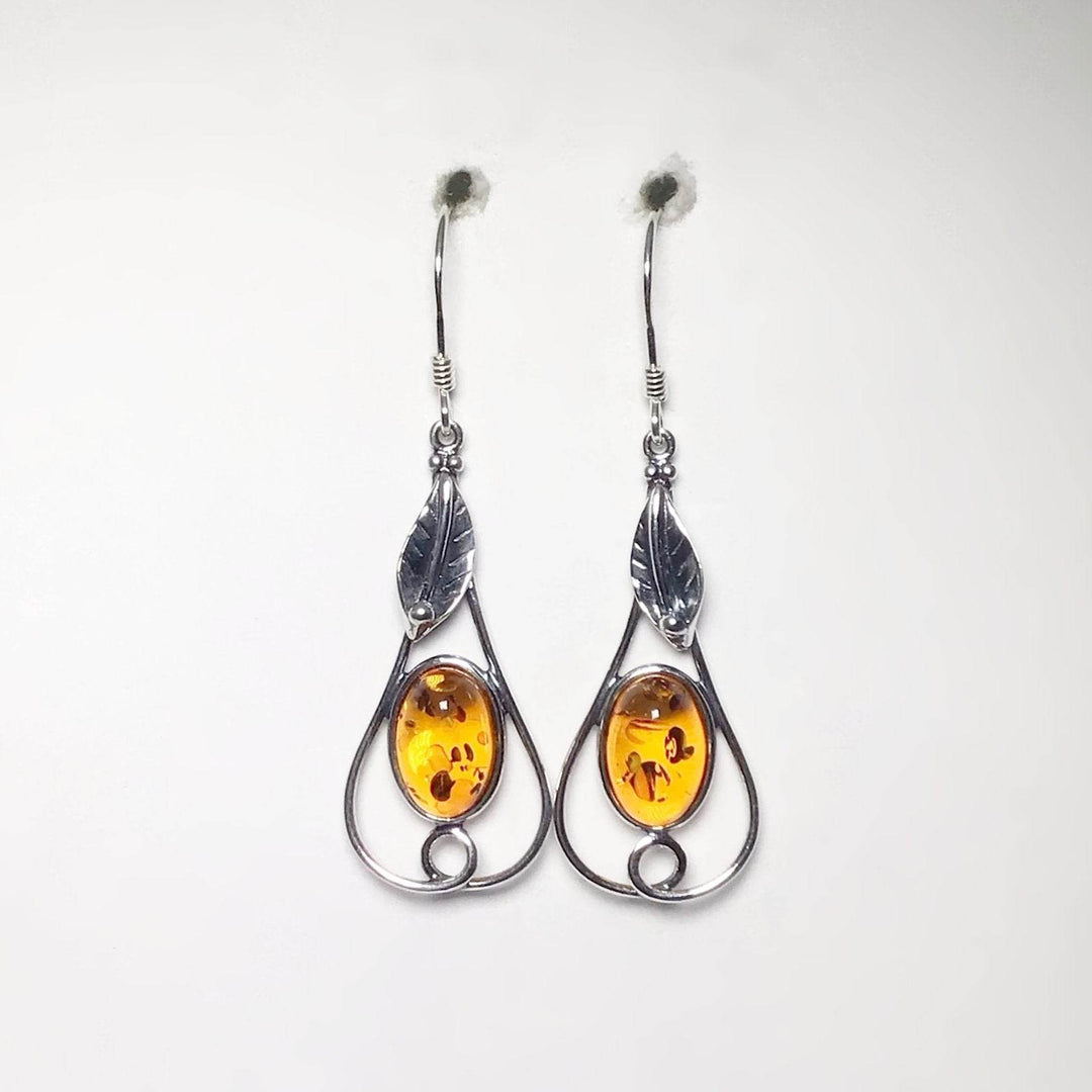 Cognac Amber Dangle Earrings-Rocks and Gems Canada