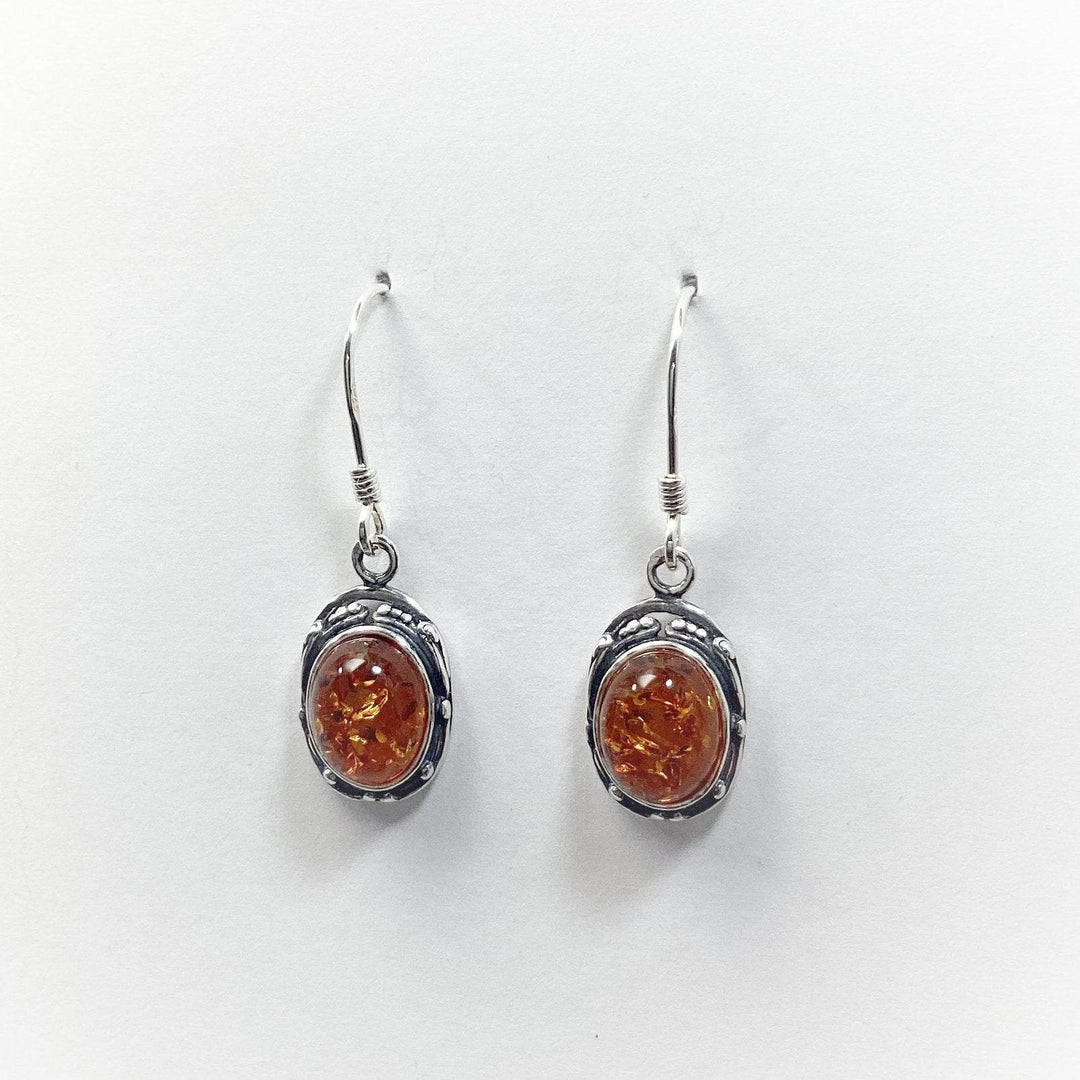 Cognac Amber Dangle Earrings-Rocks and Gems Canada