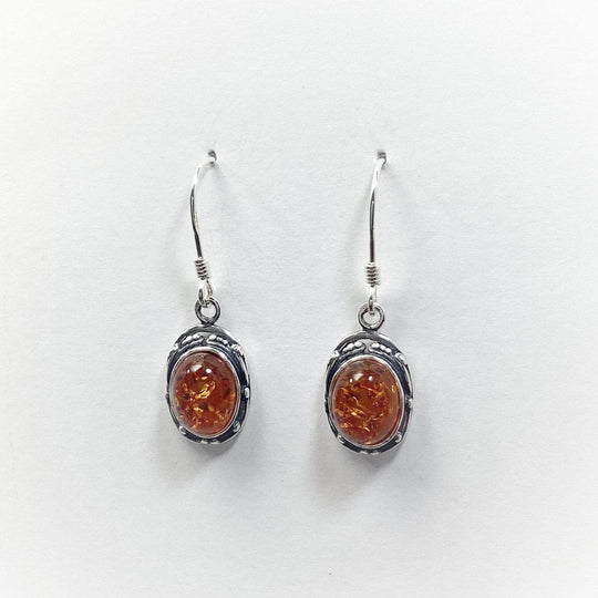 Cognac Amber Dangle Earrings-Rocks and Gems Canada
