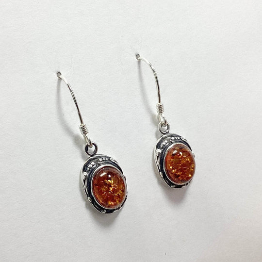 Cognac Amber Dangle Earrings-Rocks and Gems Canada
