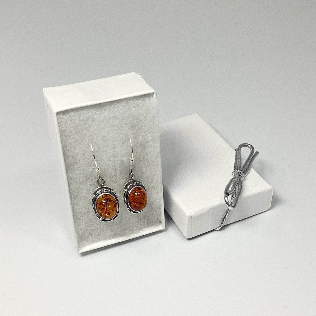 Cognac Amber Dangle Earrings-Rocks and Gems Canada