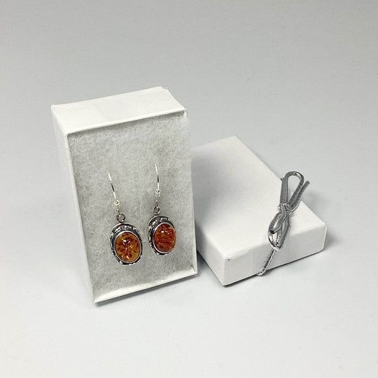 Cognac Amber Dangle Earrings-Rocks and Gems Canada