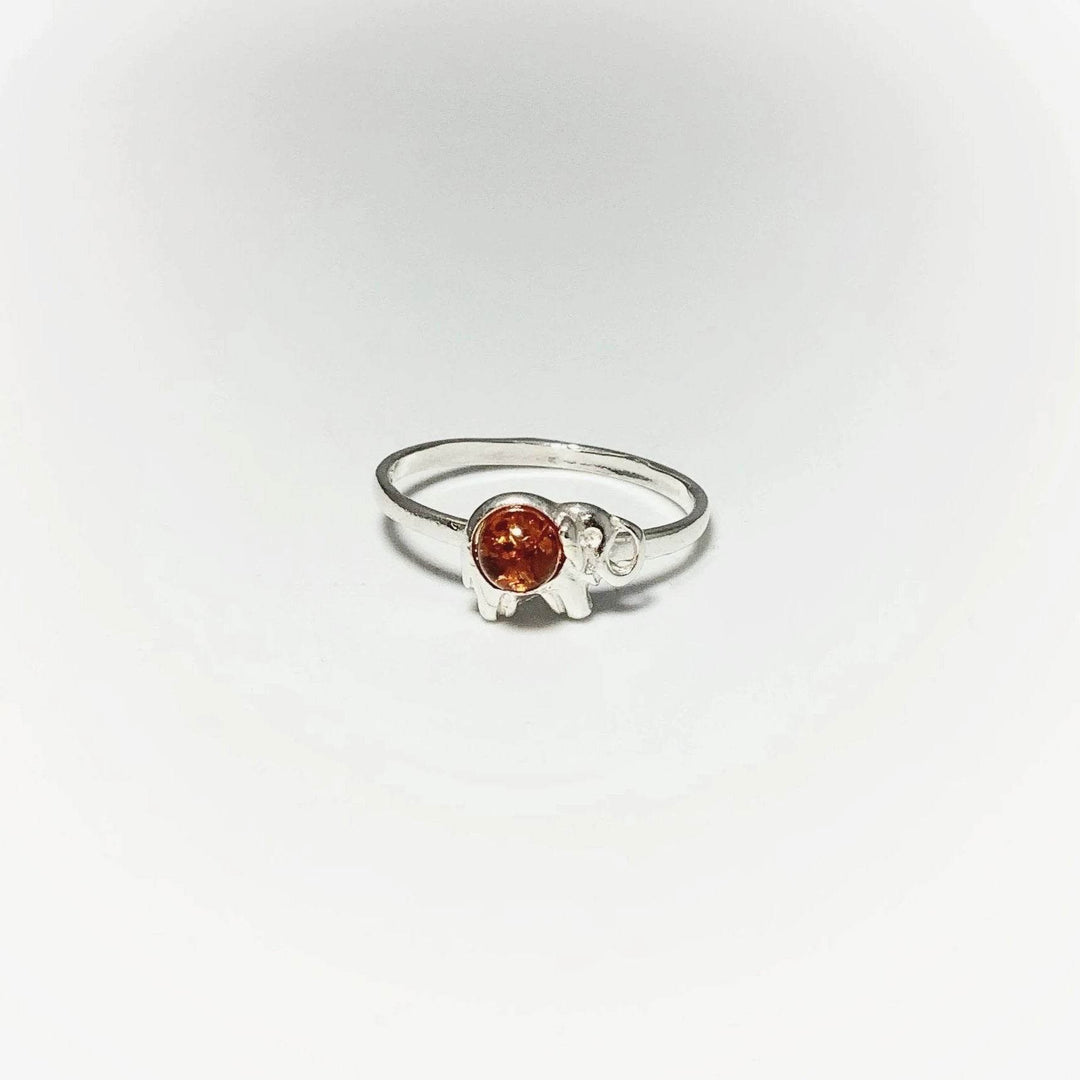 Cognac Amber Elephant Ring - Small Sizes-Rocks and Gems Canada