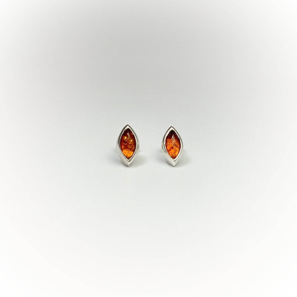 Cognac Amber Stud Earrings-Rocks and Gems Canada