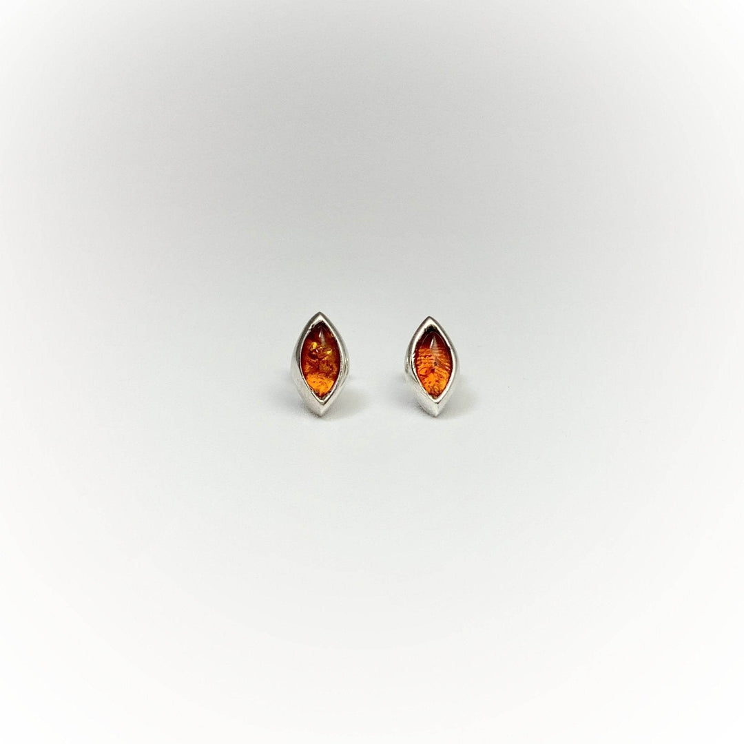 Cognac Amber Stud Earrings-Rocks and Gems Canada