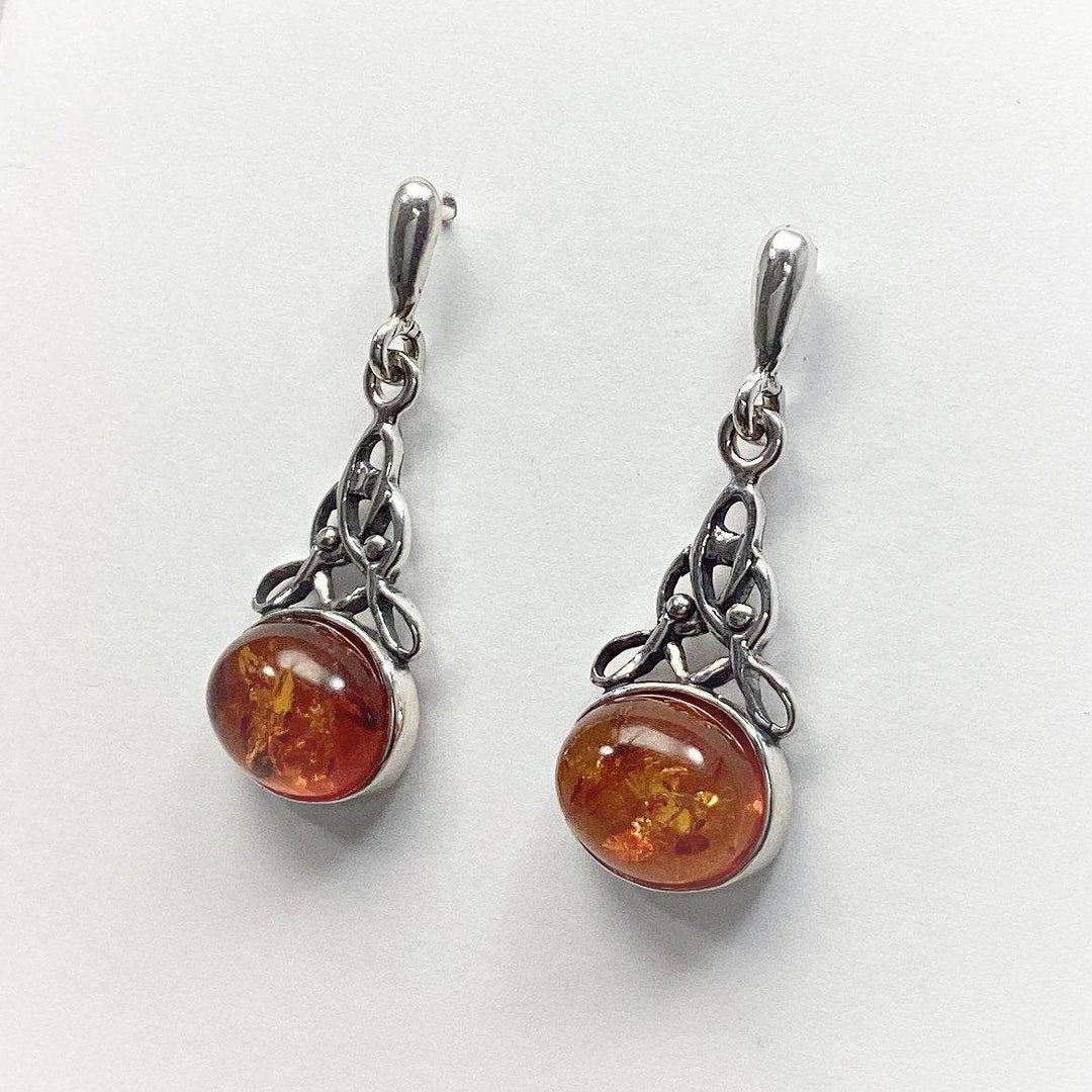 Cognac Amber Stud Earrings-Rocks and Gems Canada