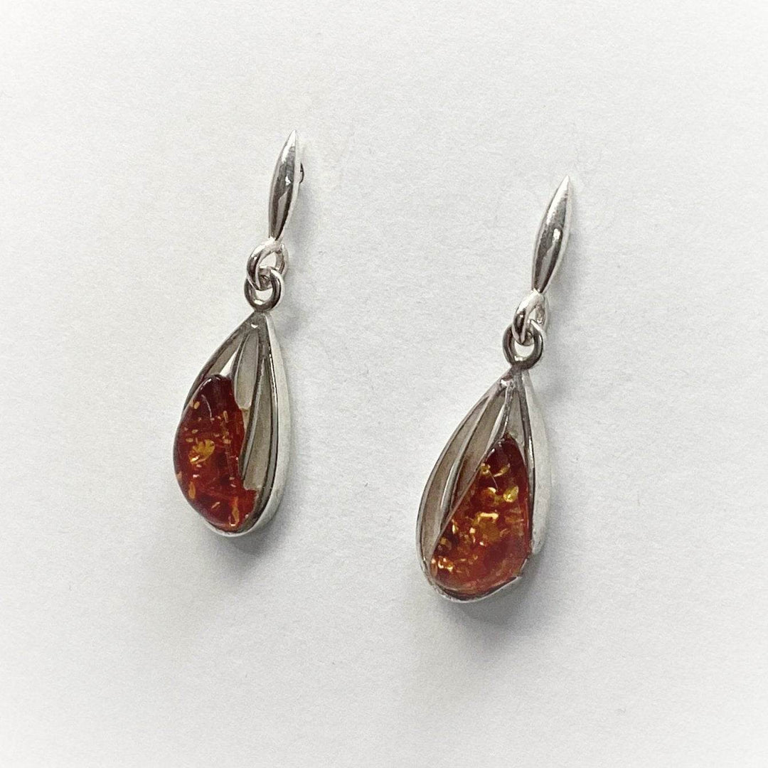 Cognac Amber Stud Earrings-Rocks and Gems Canada