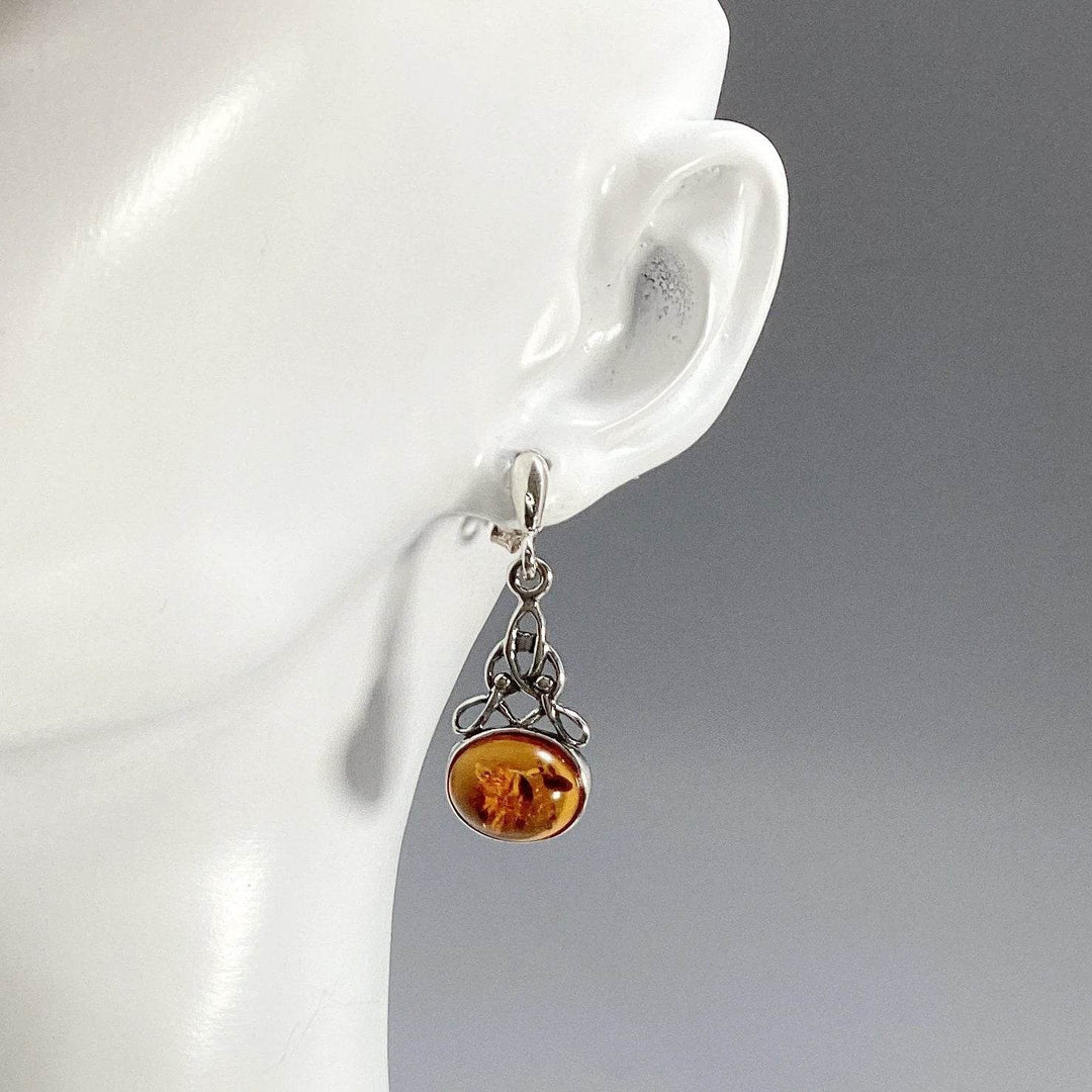 Cognac Amber Stud Earrings-Rocks and Gems Canada