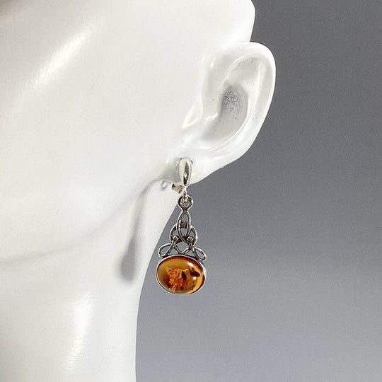 Cognac Amber Stud Earrings-Rocks and Gems Canada