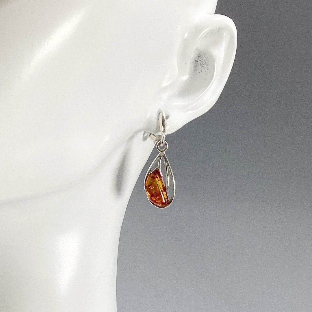 Cognac Amber Stud Earrings-Rocks and Gems Canada
