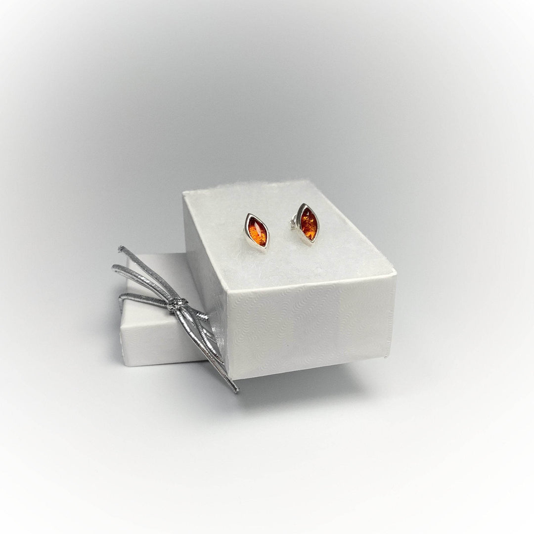 Cognac Amber Stud Earrings-Rocks and Gems Canada