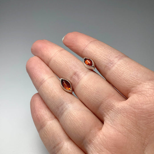Cognac Amber Stud Earrings-Rocks and Gems Canada