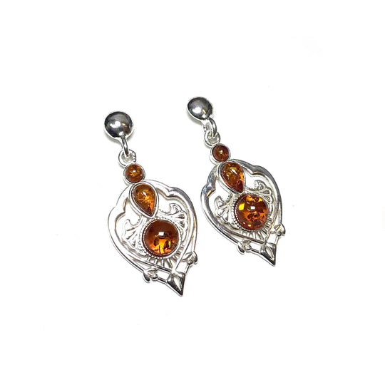 Cognac Amber Stud Earrings-Rocks and Gems Canada