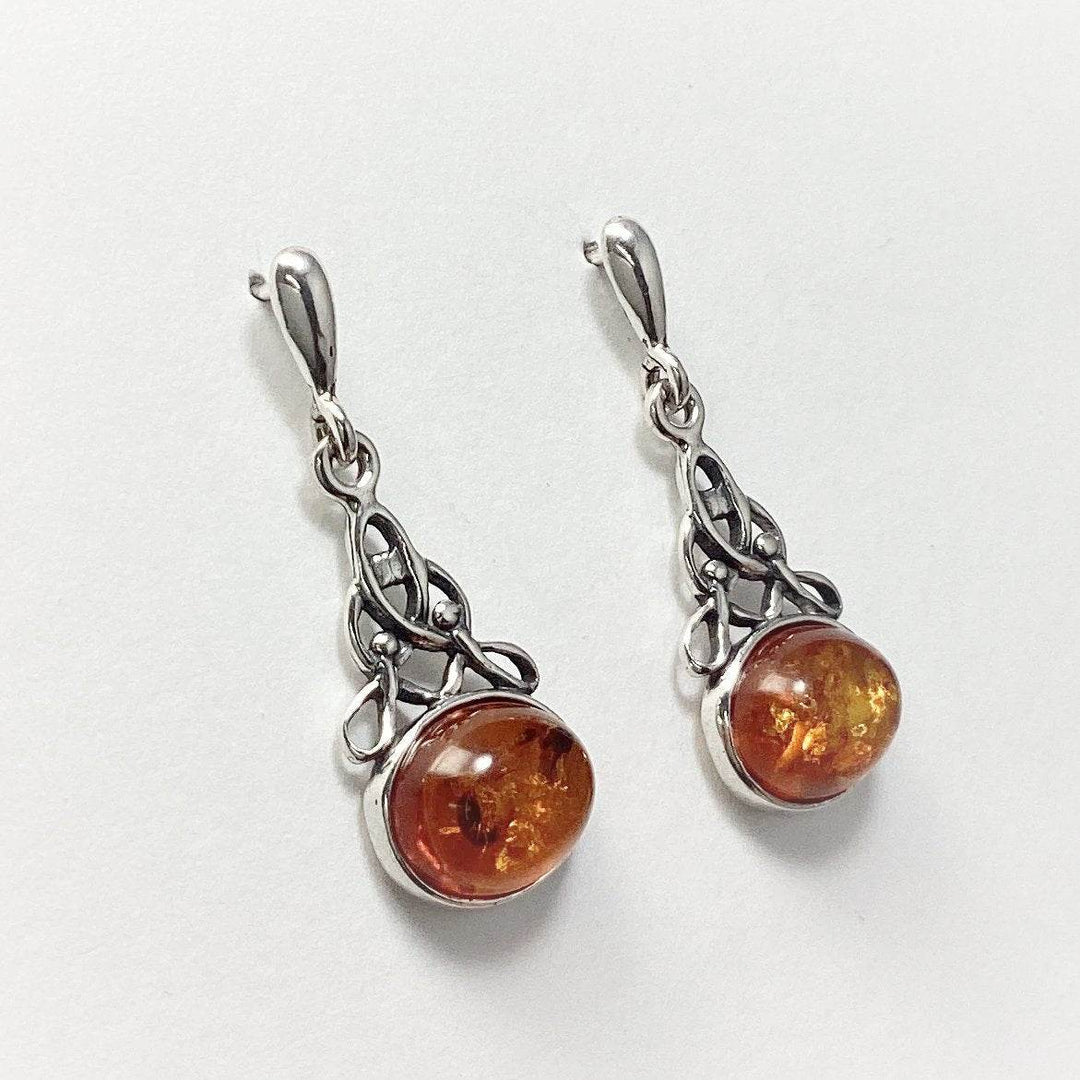Cognac Amber Stud Earrings-Rocks and Gems Canada