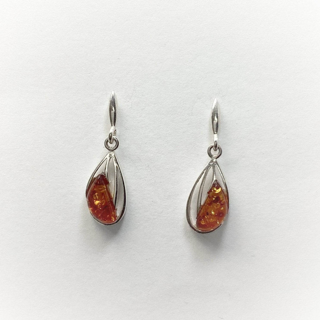 Cognac Amber Stud Earrings-Rocks and Gems Canada