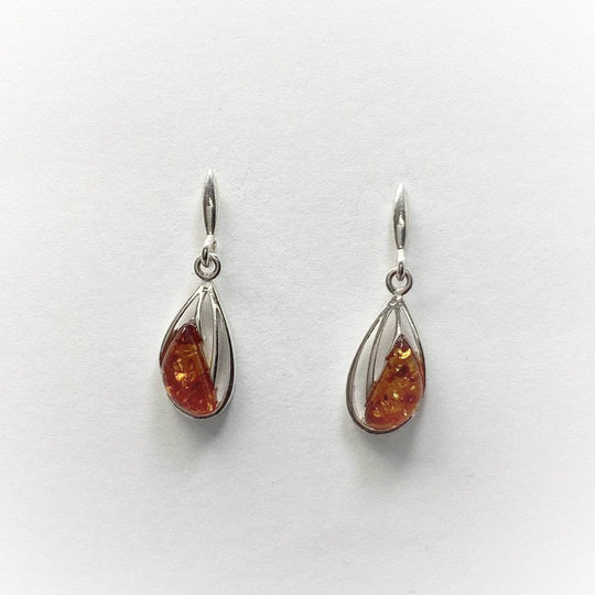 Cognac Amber Stud Earrings-Rocks and Gems Canada