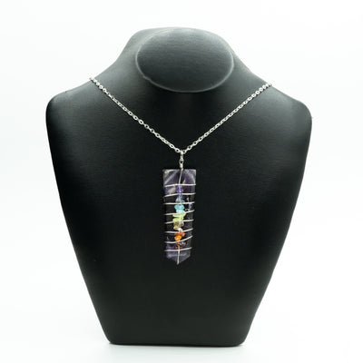 Wire Wrapped Flat Point Necklace with Chakra