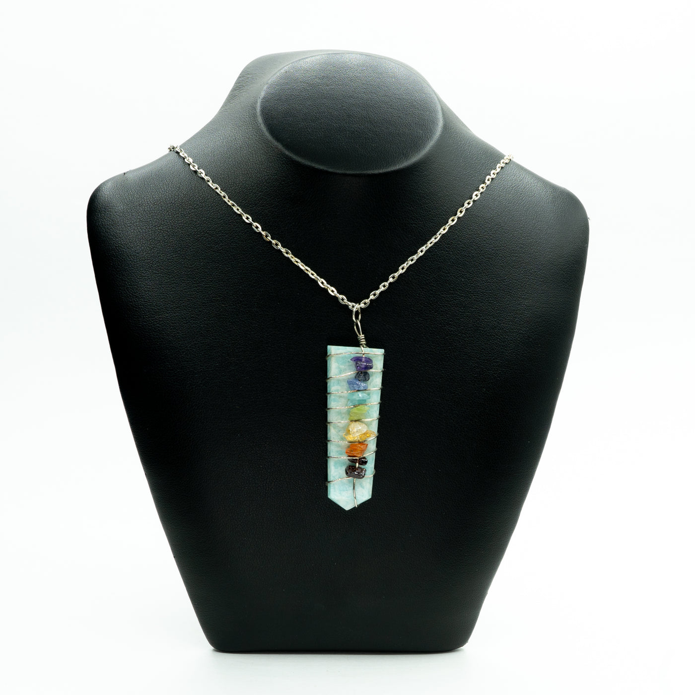 Wire Wrapped Flat Point Necklace with Chakra