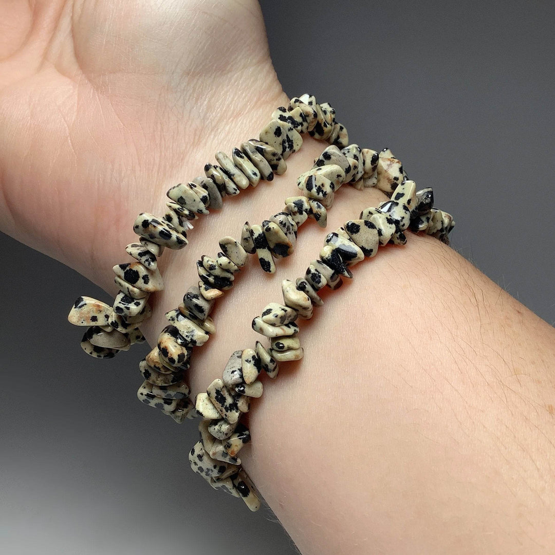 Dalmatian Jasper Chip Beaded Bracelet-Rocks and Gems Canada
