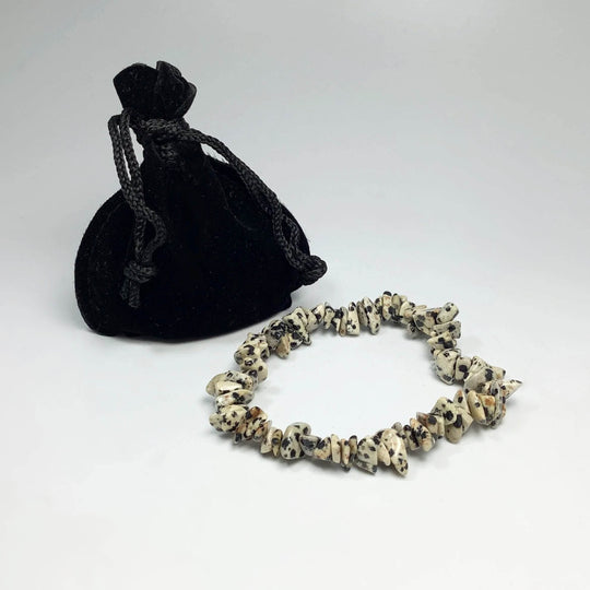 Dalmatian Jasper Chip Beaded Bracelet-Rocks and Gems Canada