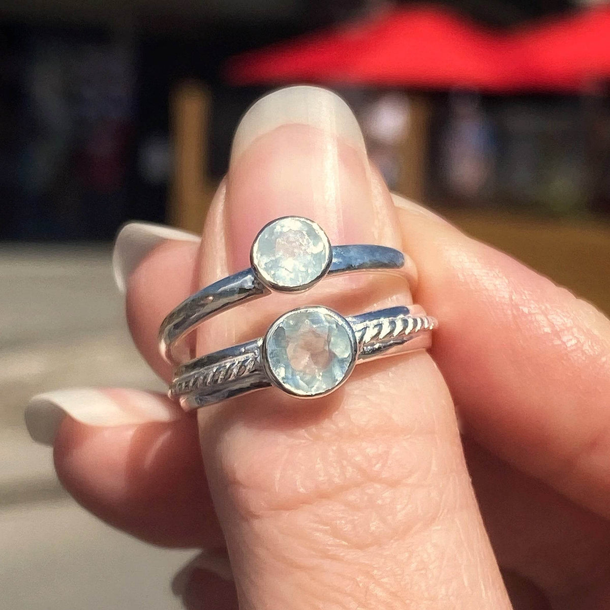 Double Ring Set - Aquamarine-Rocks and Gems Canada