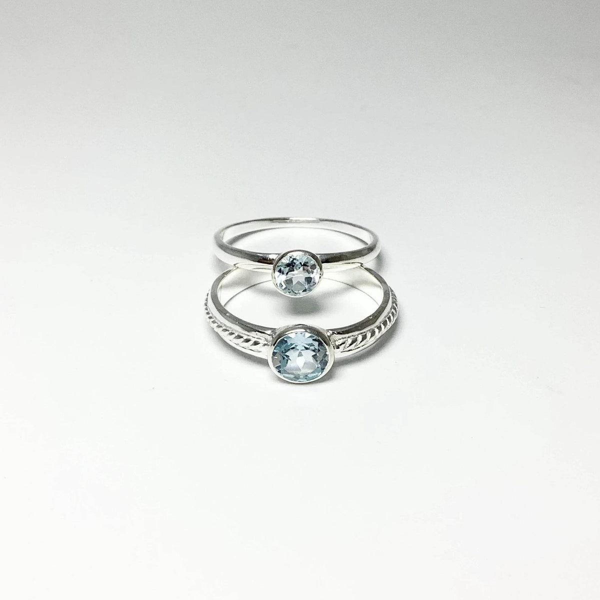 Double Ring Set - Blue Topaz-Rocks and Gems Canada