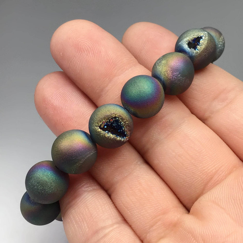 Druzy Matte Rainbow Beaded Bracelet-Rocks and Gems Canada