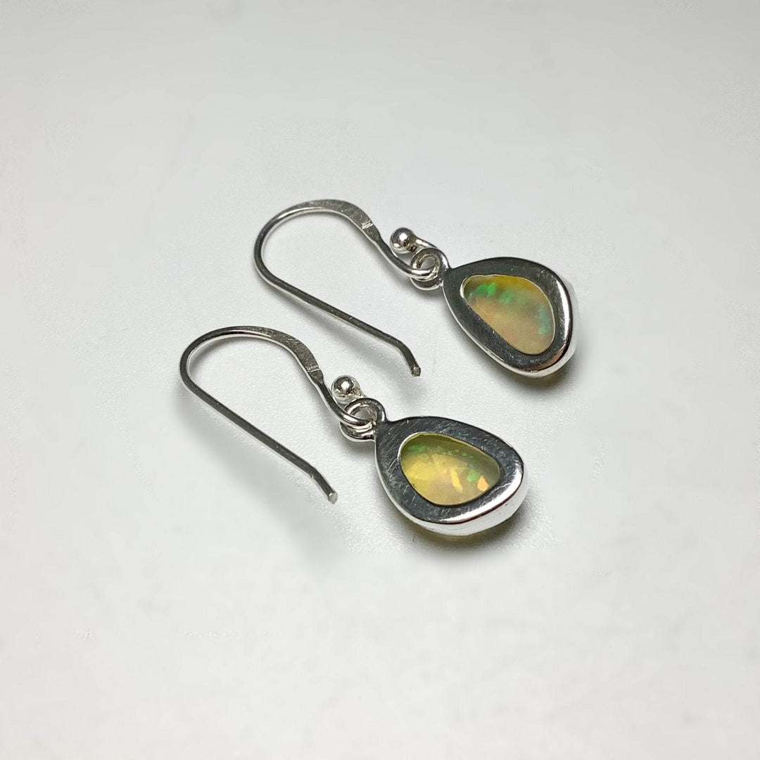 Ethiopian Fire Opal Freeform Faceted Dangle Earrings-Rocks and Gems Canada
