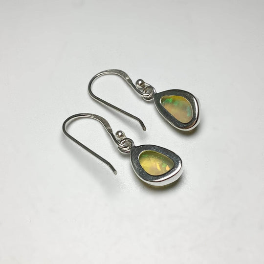 Ethiopian Fire Opal Freeform Faceted Dangle Earrings-Rocks and Gems Canada