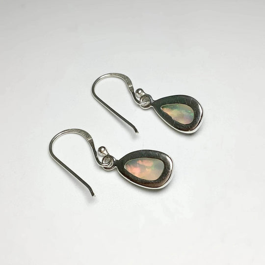 Ethiopian Fire Opal Freeform Faceted Dangle Earrings-Rocks and Gems Canada