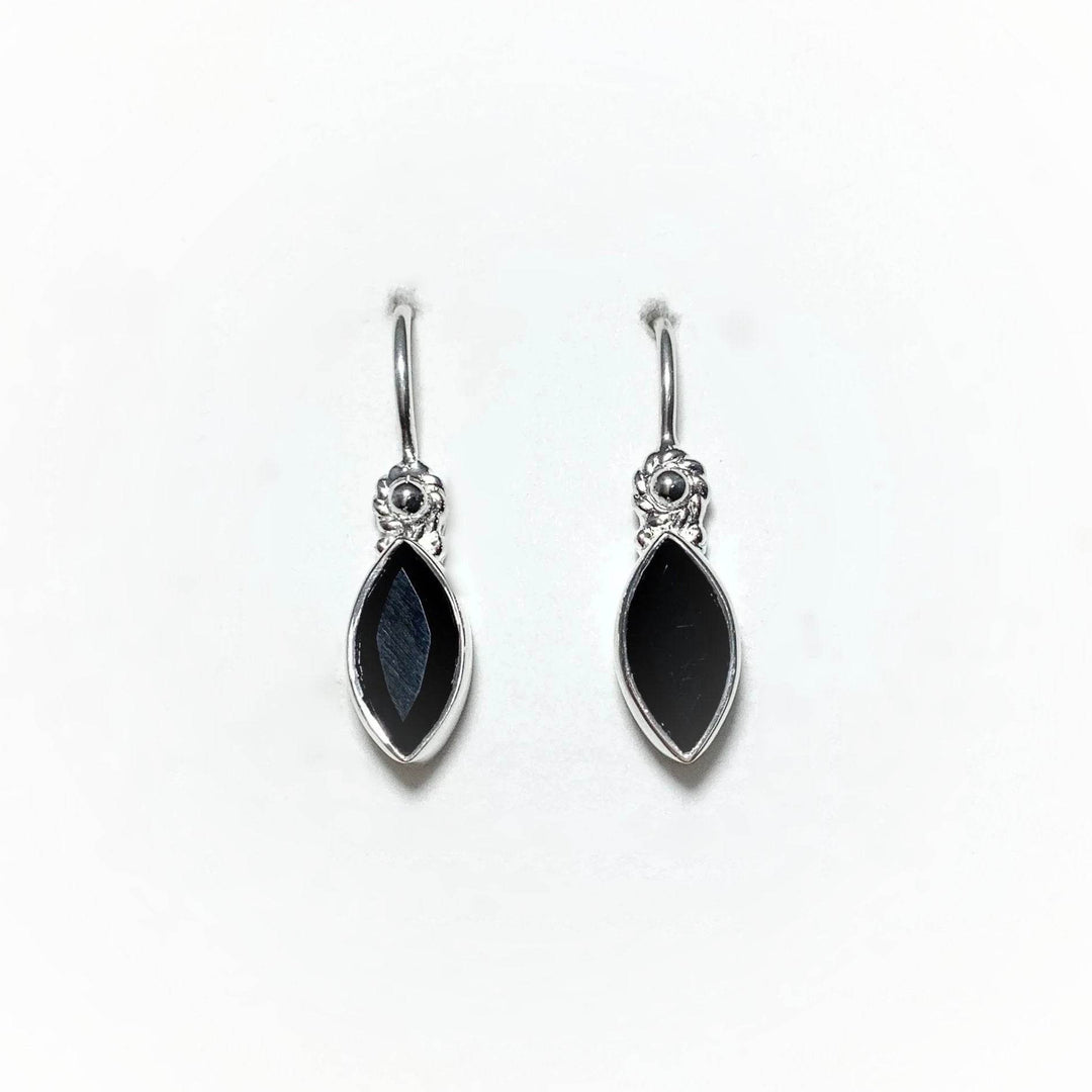 Faceted Black Onyx Dangle Earrings-Rocks and Gems Canada