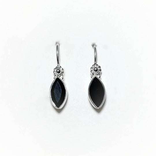 Faceted Black Onyx Dangle Earrings-Rocks and Gems Canada