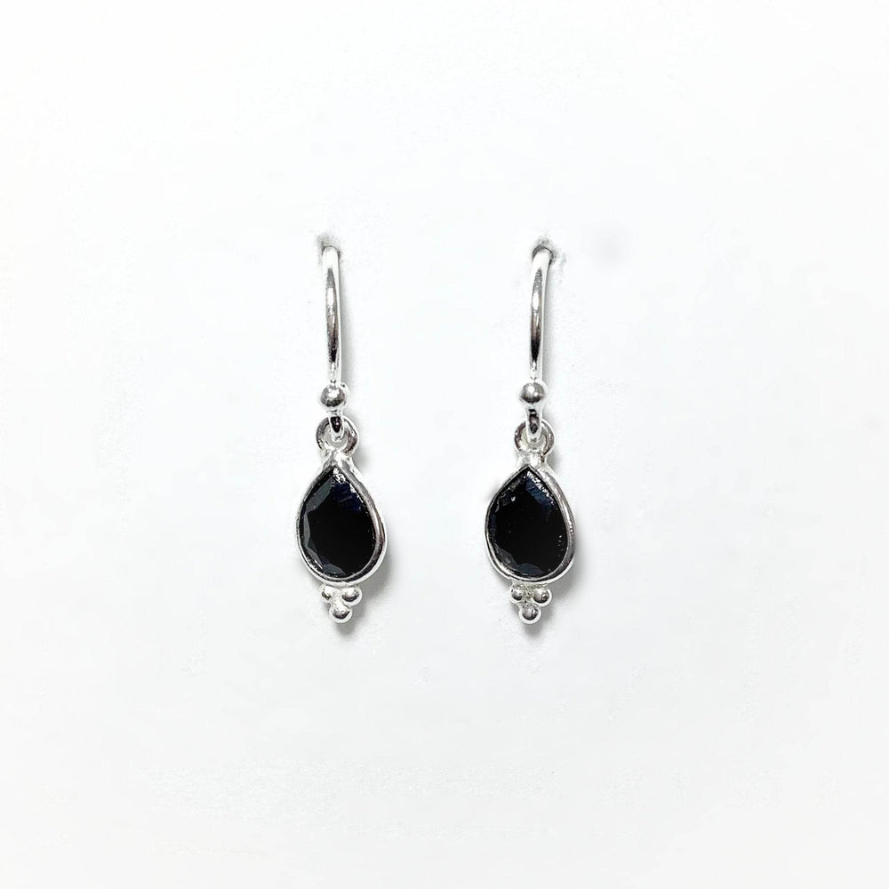 Faceted Black Onyx Dangle Earrings-Rocks and Gems Canada