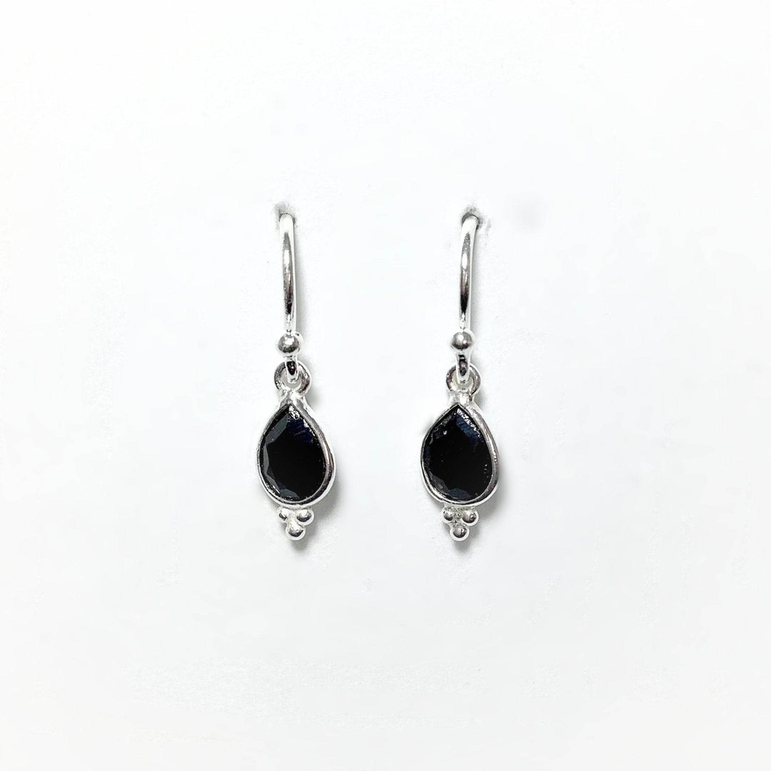 Faceted Black Onyx Dangle Earrings-Rocks and Gems Canada