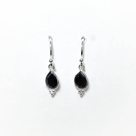 Faceted Black Onyx Dangle Earrings-Rocks and Gems Canada