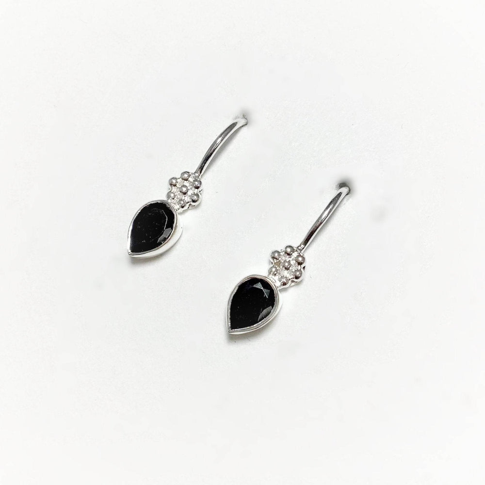 Faceted Black Onyx Dangle Earrings-Rocks and Gems Canada