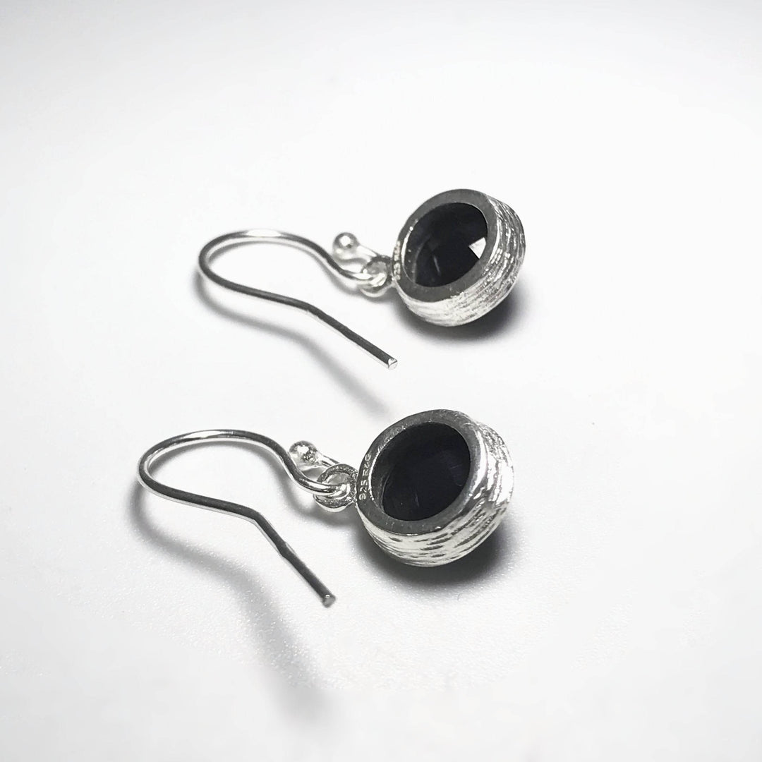 Faceted Black Onyx Dangle Earrings-Rocks and Gems Canada