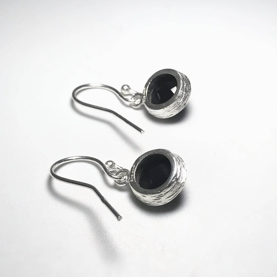 Faceted Black Onyx Dangle Earrings-Rocks and Gems Canada