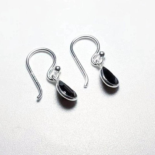 Faceted Black Onyx Dangle Earrings-Rocks and Gems Canada