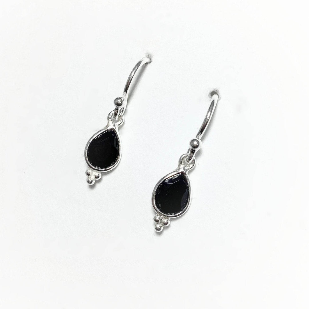 Faceted Black Onyx Dangle Earrings-Rocks and Gems Canada
