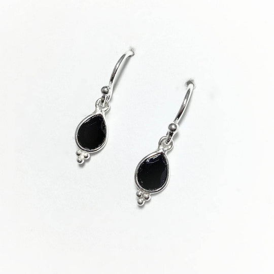 Faceted Black Onyx Dangle Earrings-Rocks and Gems Canada