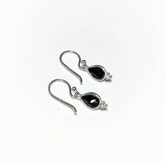 Faceted Black Onyx Dangle Earrings-Rocks and Gems Canada