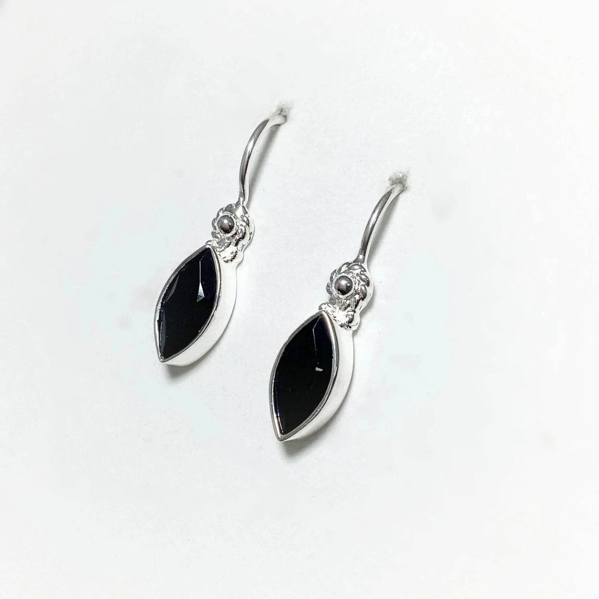 Faceted Black Onyx Dangle Earrings-Rocks and Gems Canada