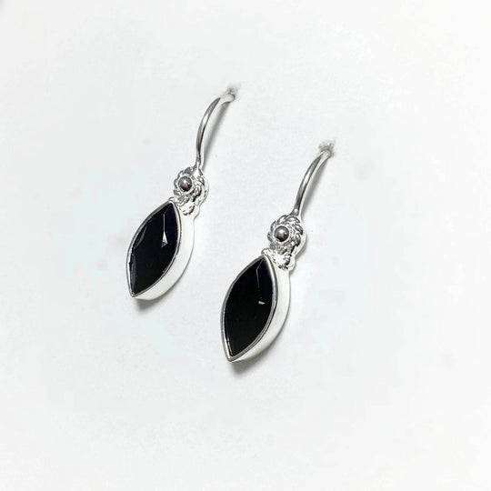 Faceted Black Onyx Dangle Earrings-Rocks and Gems Canada