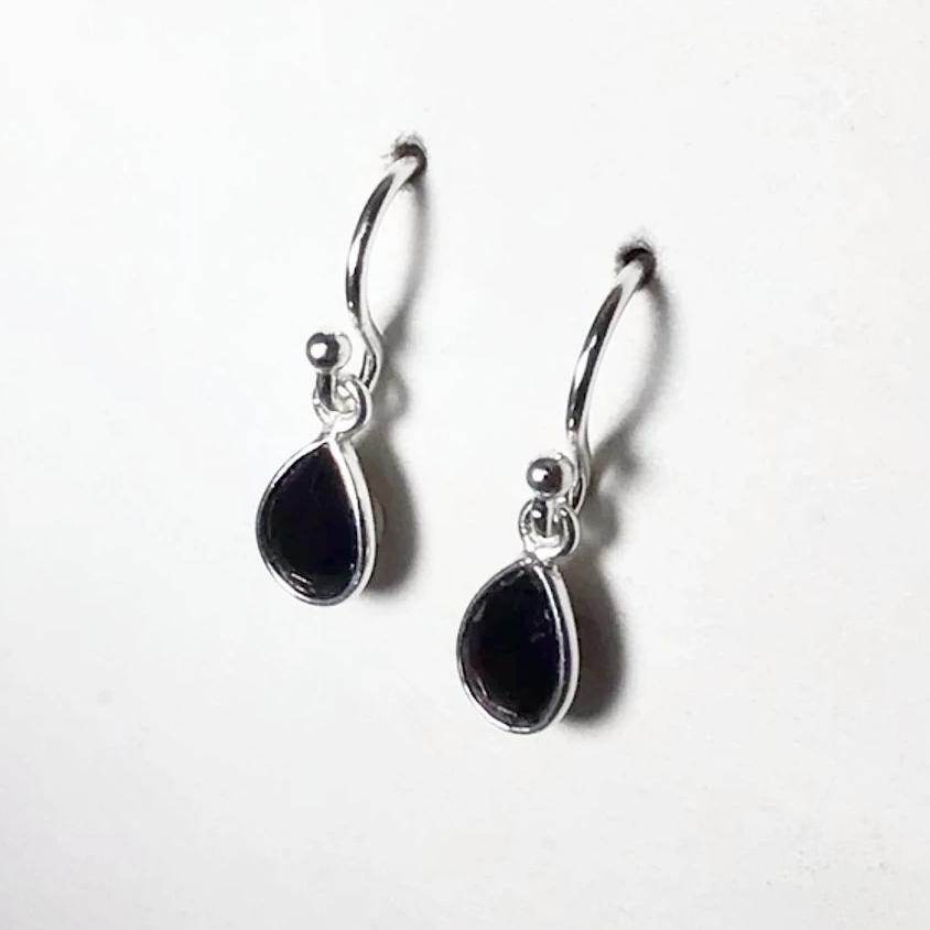 Faceted Black Onyx Dangle Earrings-Rocks and Gems Canada